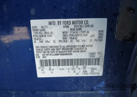 2015 Ford Edge Sel from USA, damaged, VIN 2FMTK3J88FBB68050